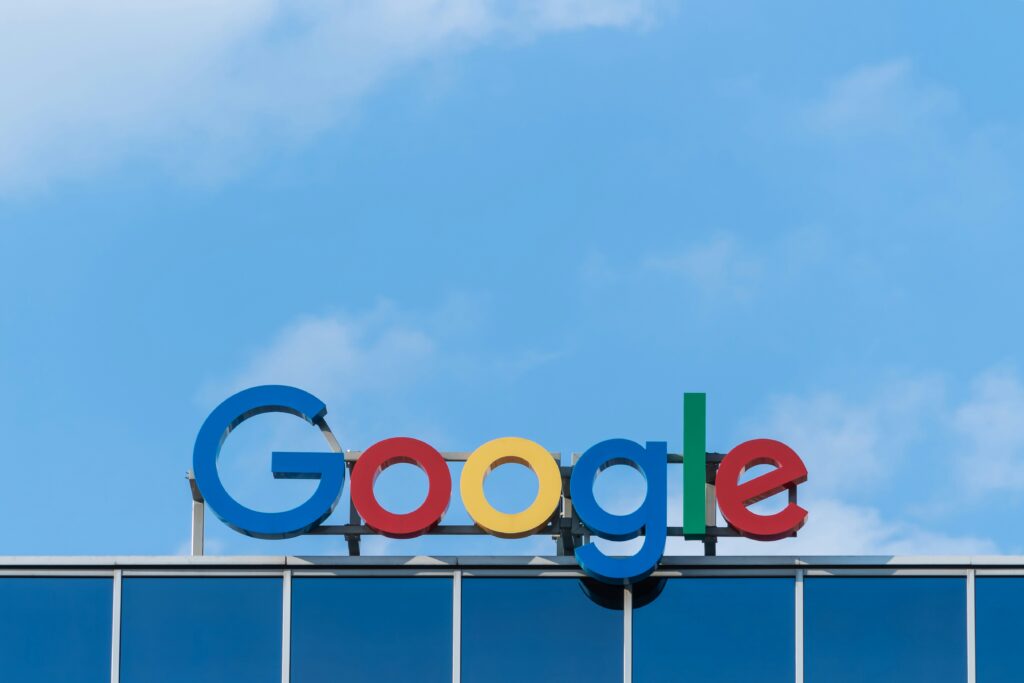google sign on the top of a building